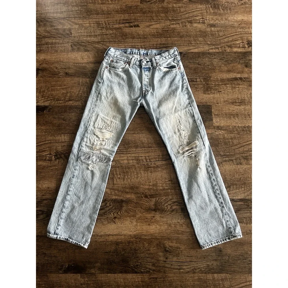 Vintage 1990s Levi's 501 Distressed Light Wash Jeans USA 30x29